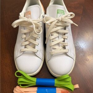 Adidas Kids White and Green Stan Smith Sneakers